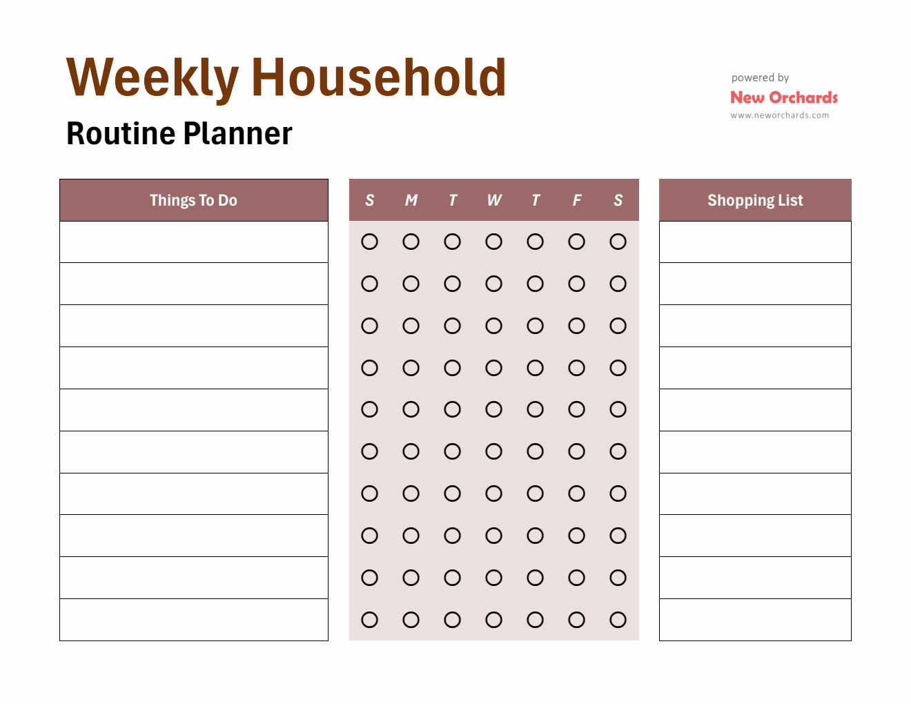 Weekly Household Routine Planner Template (Word)