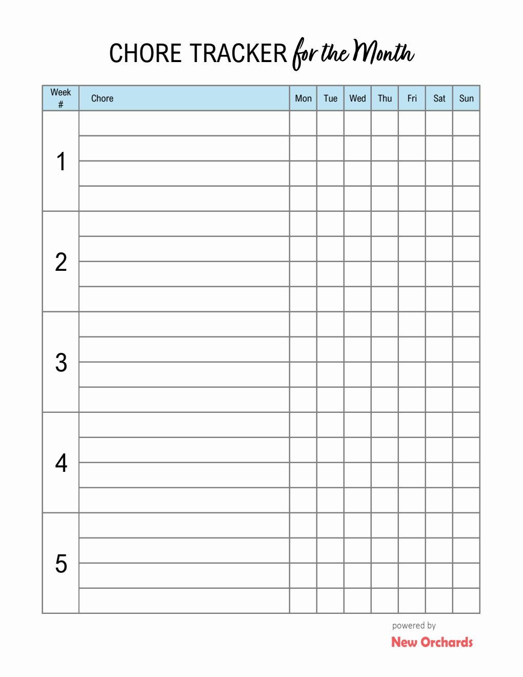 Chore Tracker Template (Excel)
