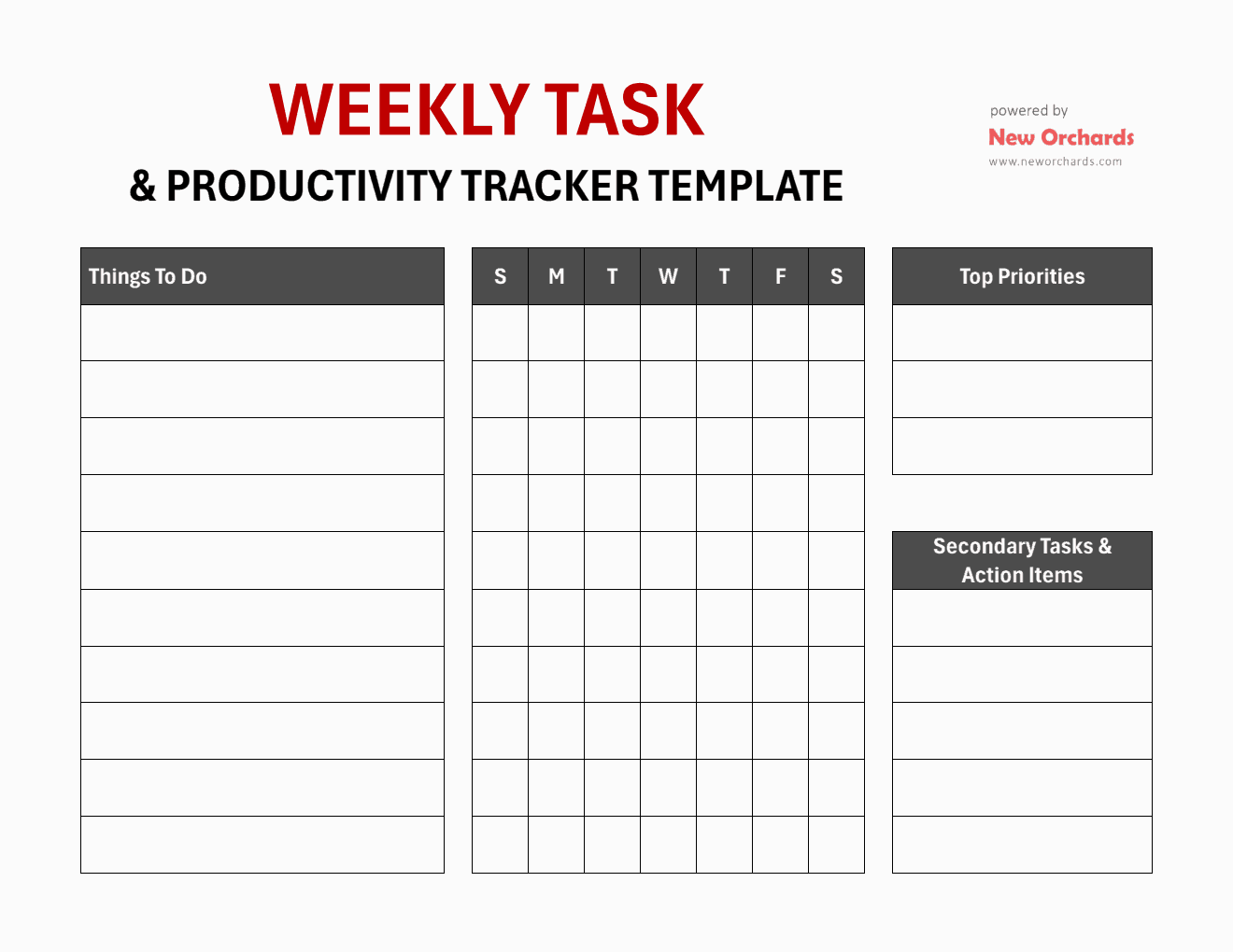 Weekly Task And Productivity Tracker Template (PDF)