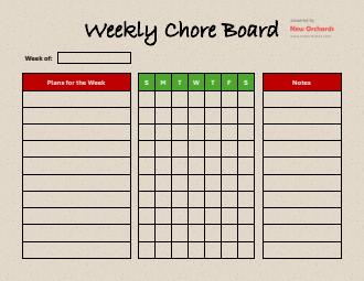 Chore Board Template (Word)