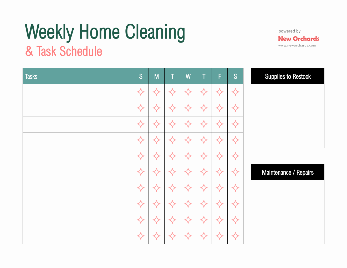 Weekly Home Cleaning And Task Schedule Template (PDF)