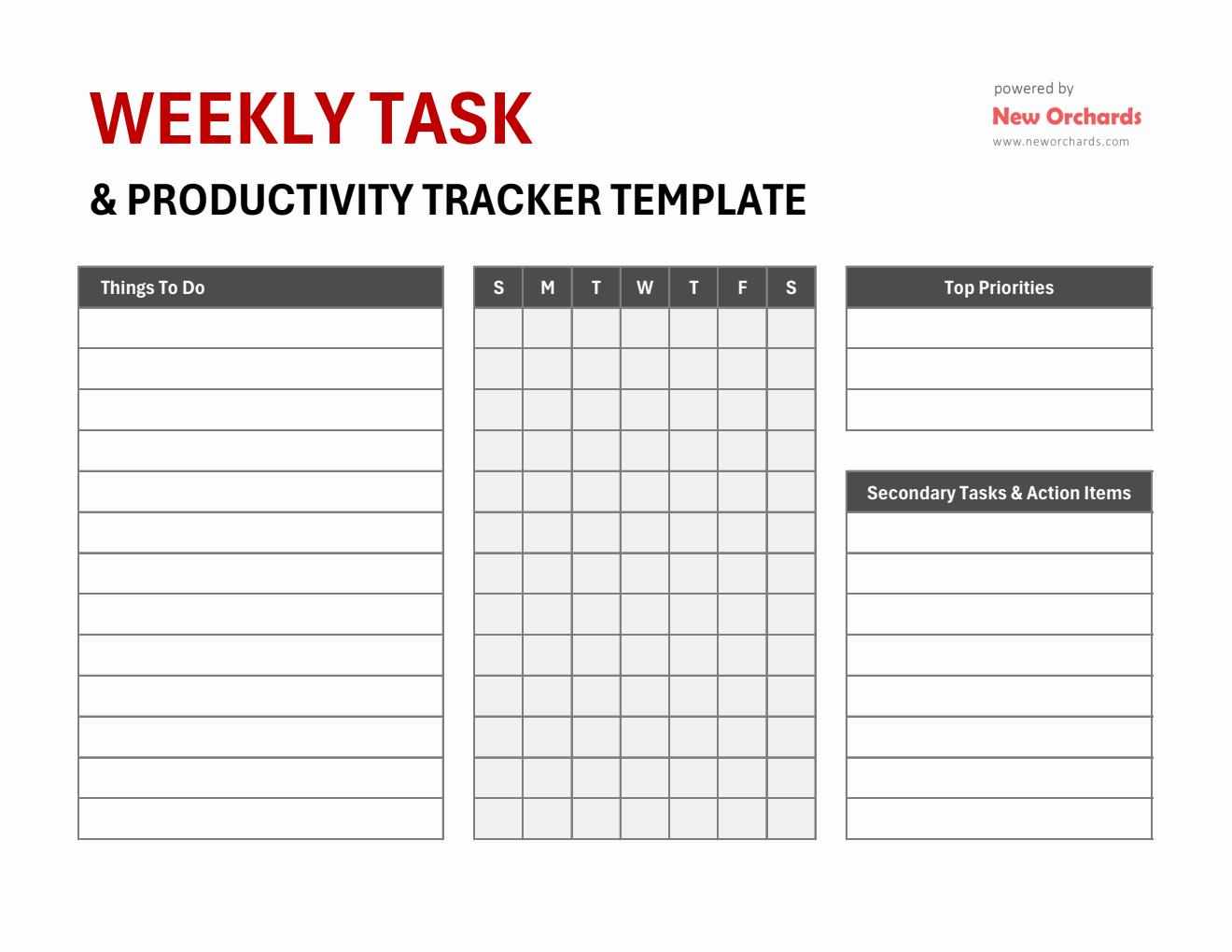 Weekly Task And Productivity Tracker Template (Excel)
