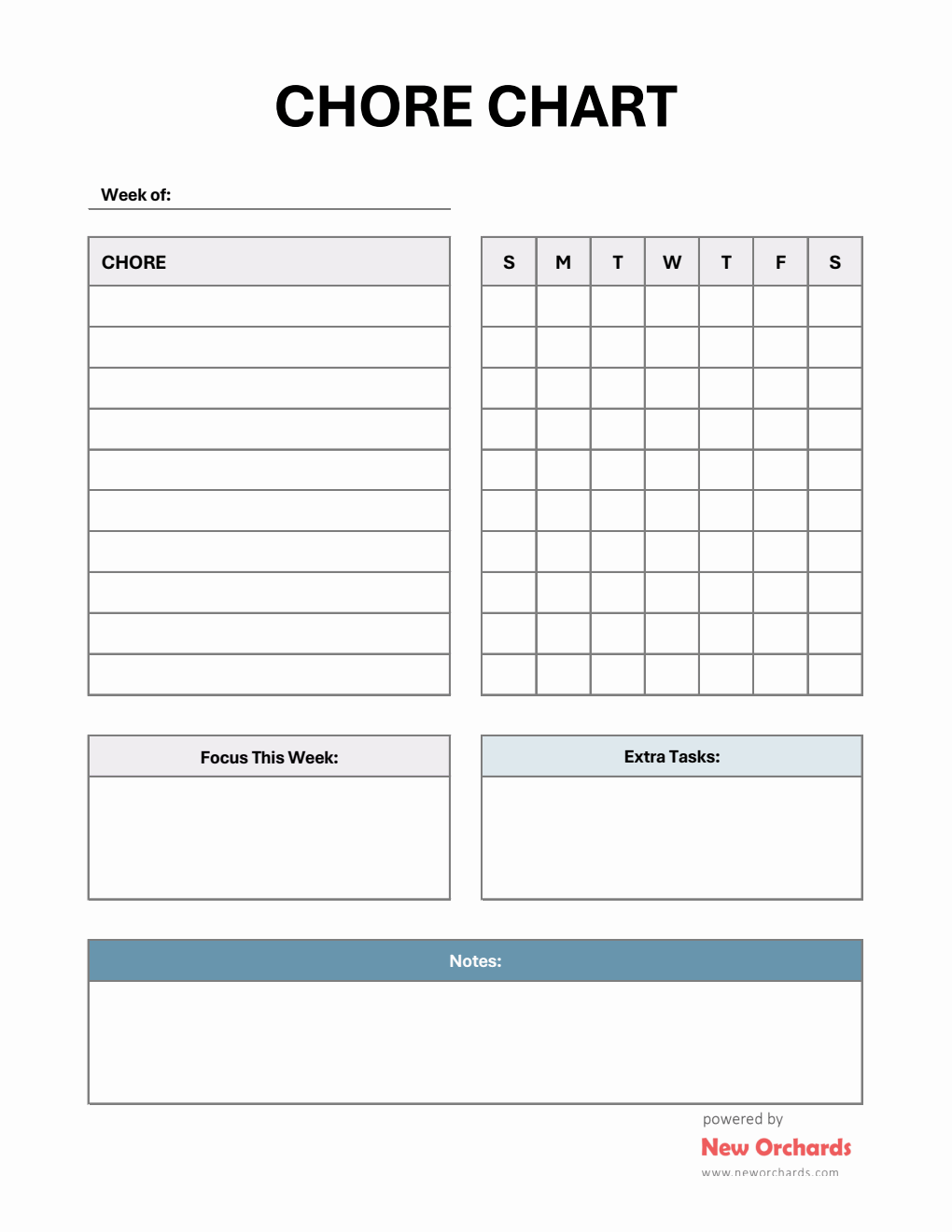 Chore Chart Template (Excel)
