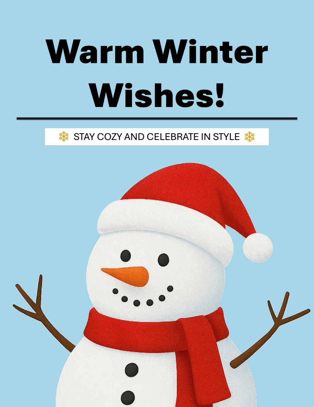 Christmas Card With Snowman Design | Free Word Download