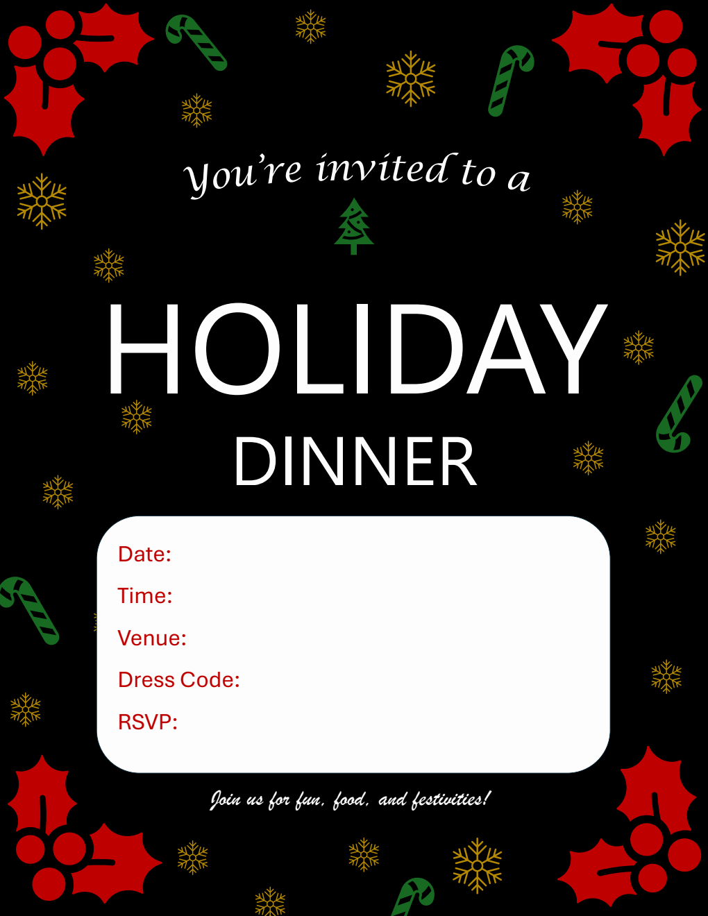 Holiday Party Christmas Invitation Template Word