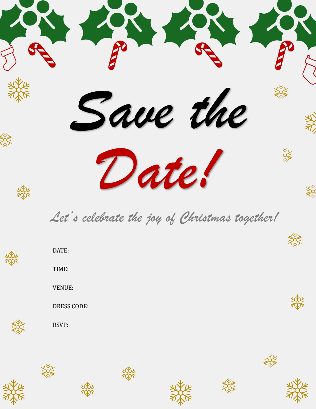 Christmas Invitation Template in PDF (Save The Date)