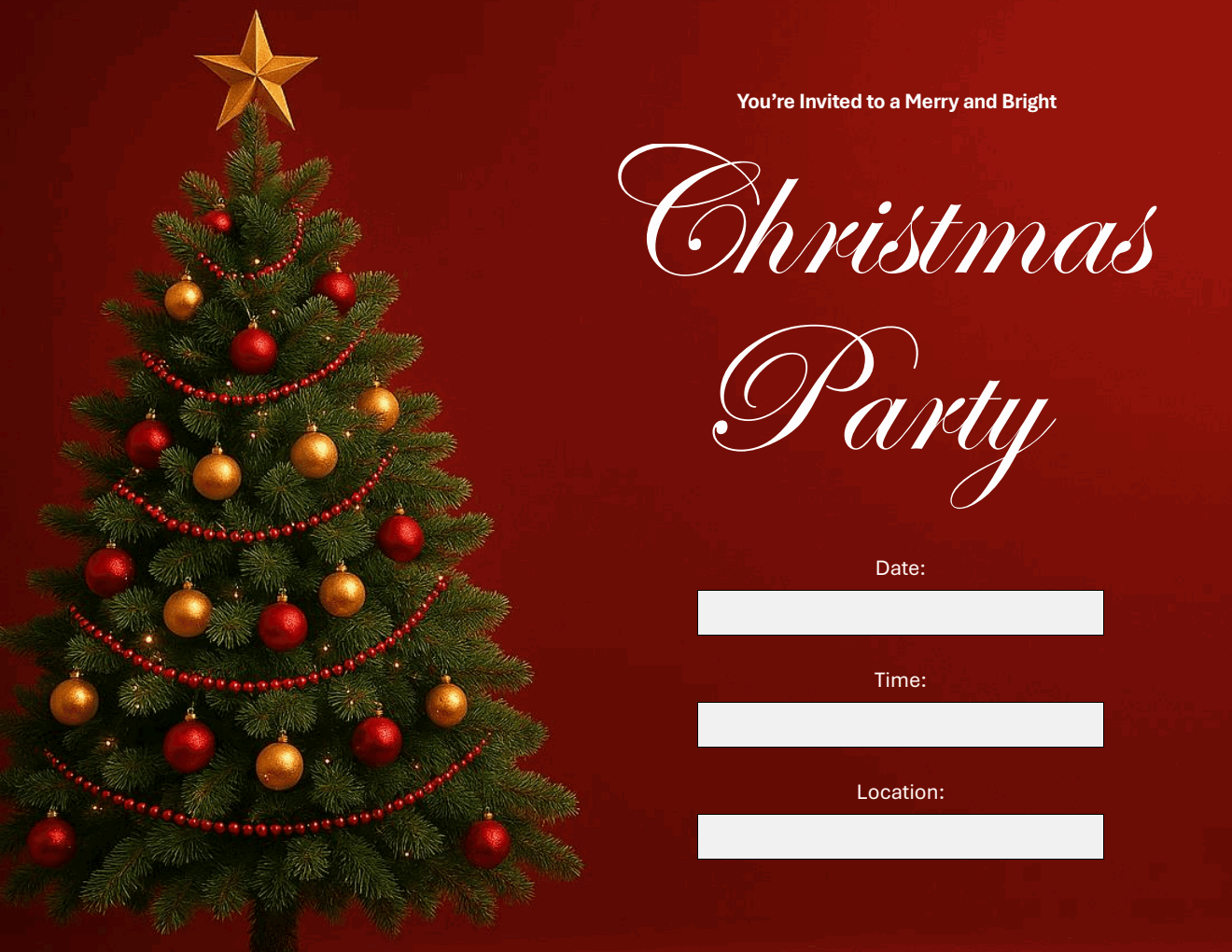 Simple Christmas Invitation Template Word
