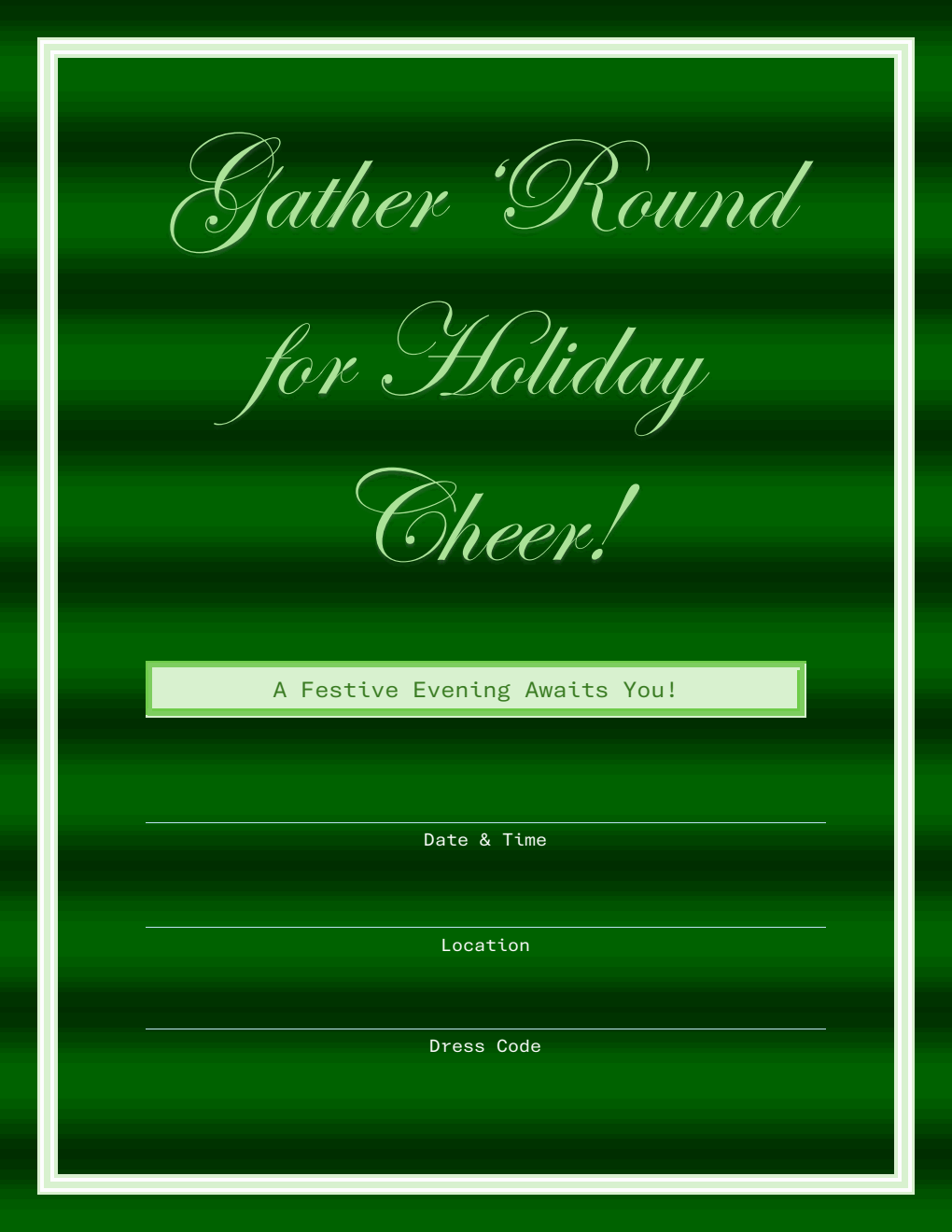 Free Christmas Party Invitation Word Template (Jingle Green)