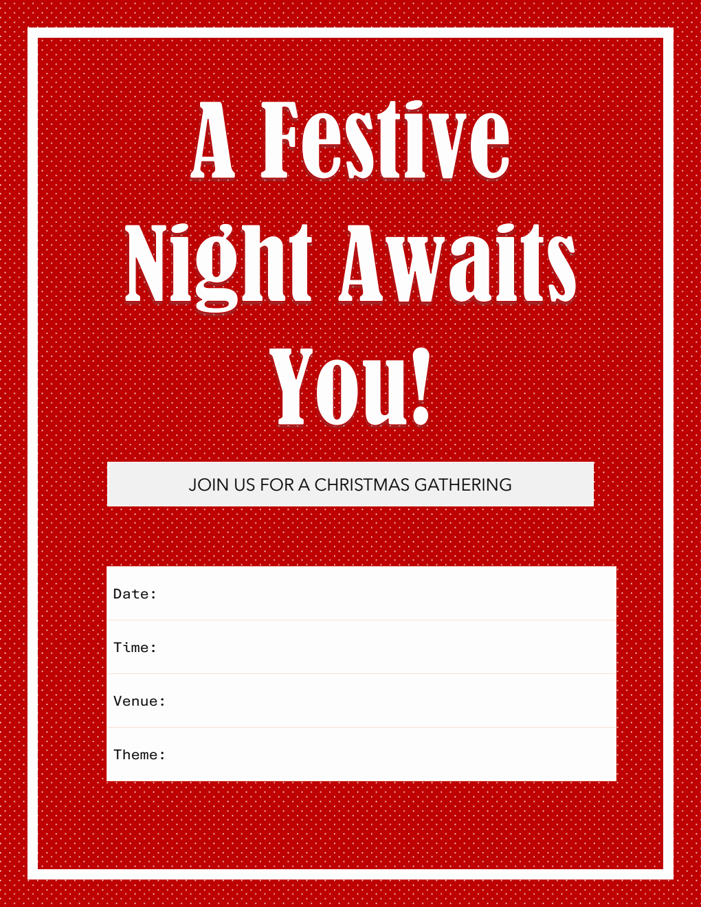 Free Christmas Party Invitation Word Template (Red Noel)