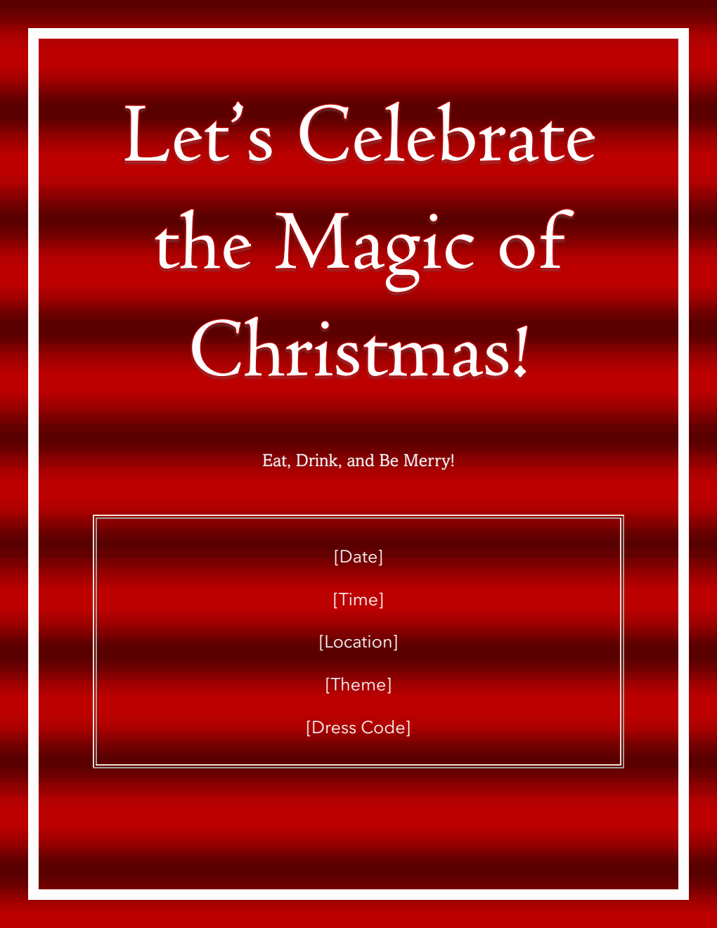 Free Christmas Party Invitation Word Template (Red)