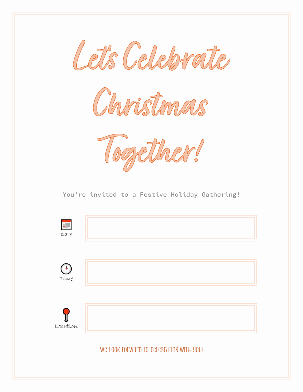 Free Christmas Party Invitation Word Template (Peach Noel)