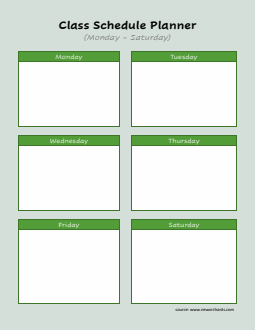 Word Class Schedule Planner (Monday-Saturday) | Blank Weekly Organizer
