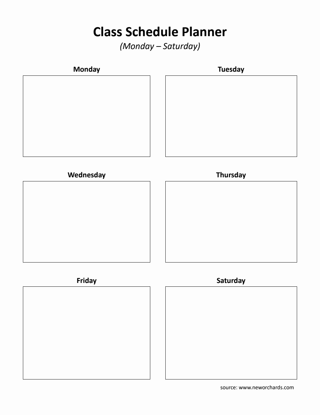 Word Class Schedule Planner (Monday–Saturday) | Printable Weekly Organizer