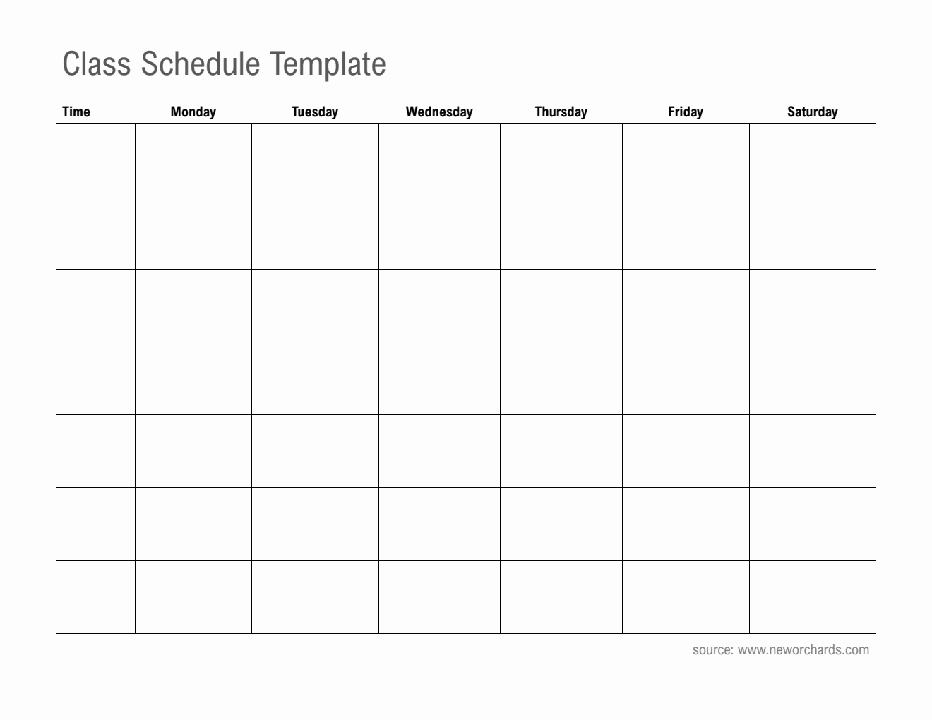 Class Schedule Template Word (Printable Landscape Planner)