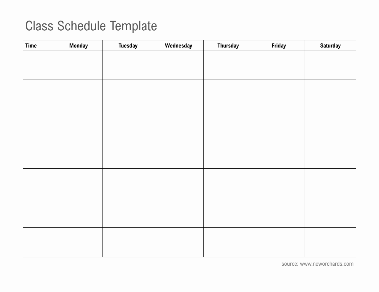 Class Schedule Template PDF (Printable Landscape Planner)