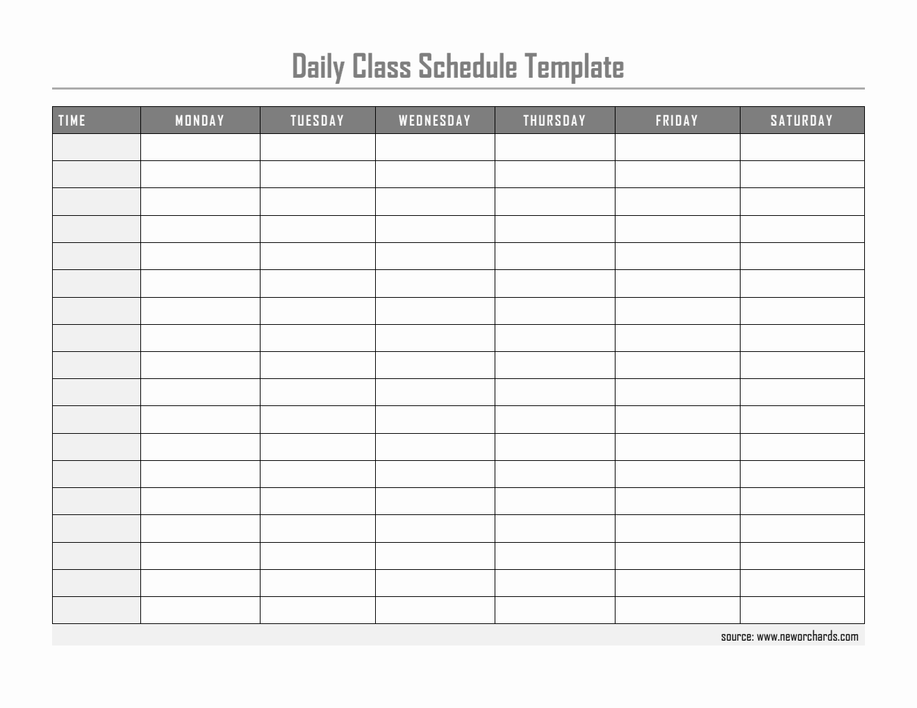 Class Schedule Template PDF ( Landscape Planner)