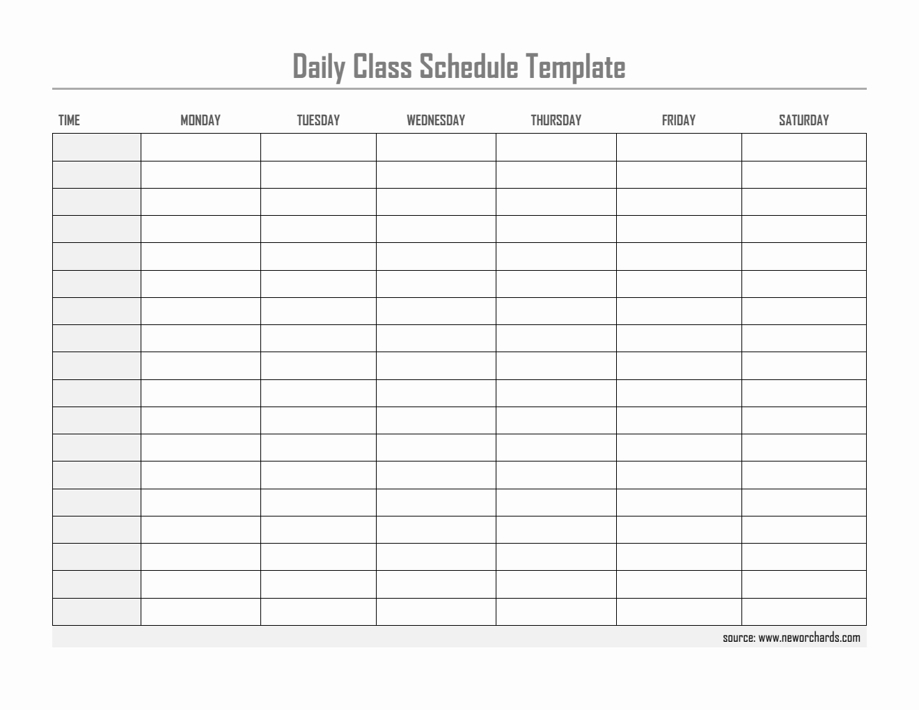 Class Schedule Template Word ( Landscape Planner)