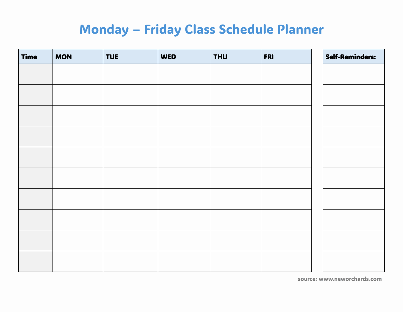  Class Schedule Template (Monday–Friday) | Free Word Download