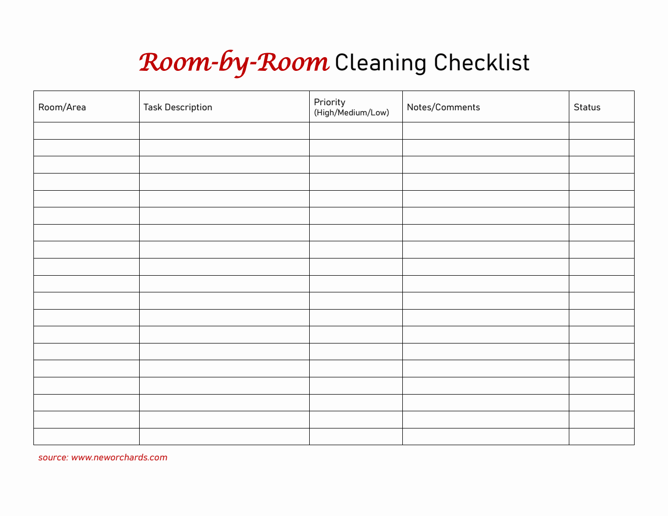 Free PDF Cleaning Checklist Template (Room-by-Room)
