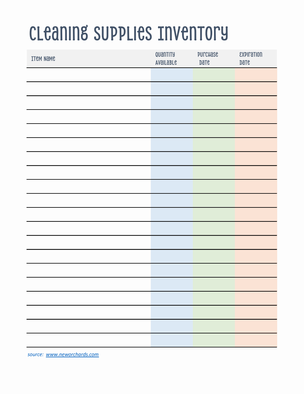 Free  Supplies Inventory Template (Excel)