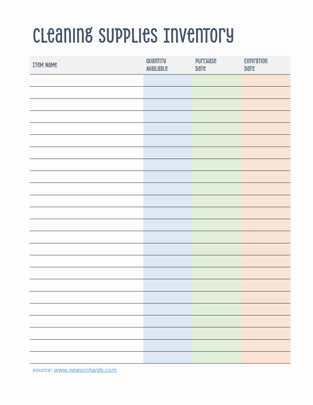 Free  Supplies Inventory Template (Word)