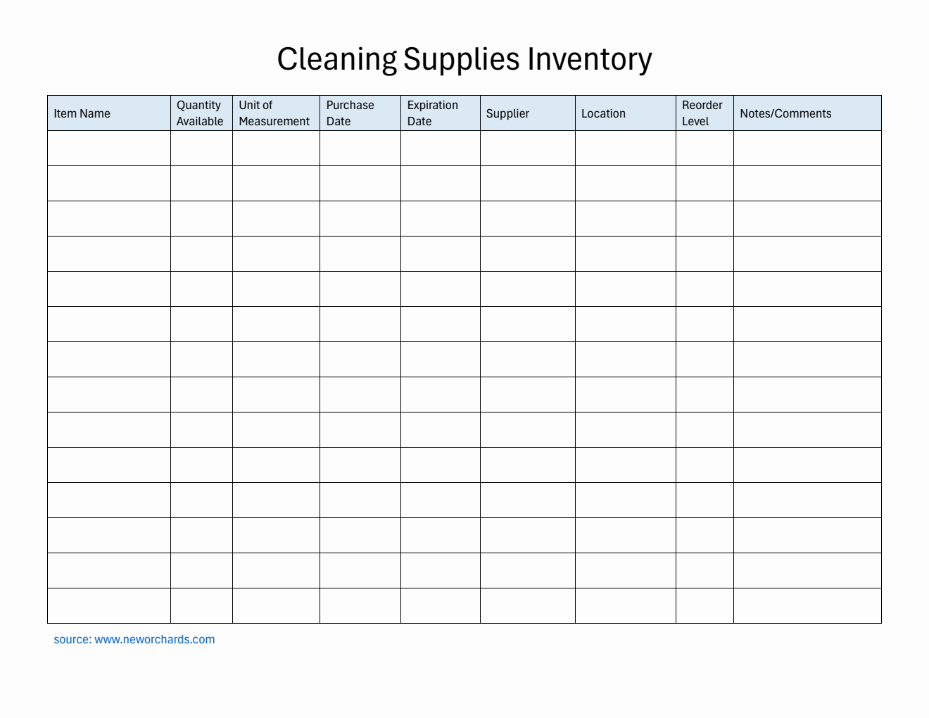 Free Customizable Supplies Inventory Template (PDF)
