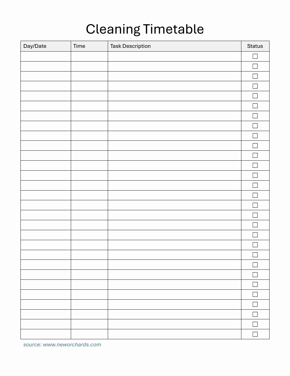  Cleaning Timetable Template in PDF