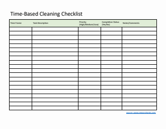 Free Cleaning Timetable Template in Word