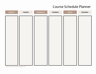 Course Schedule Planner Customizable in Word
