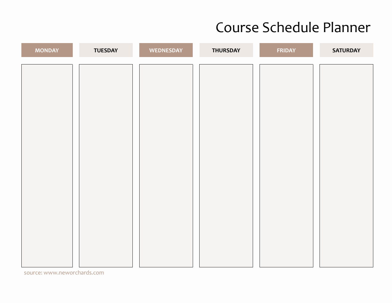 Course Schedule Planner Customizable in PDF
