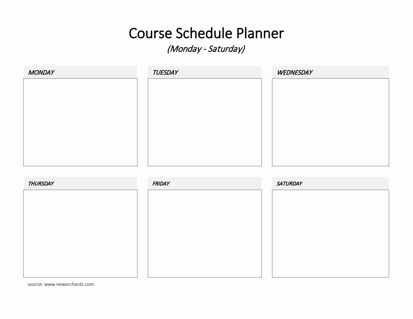 Course Schedule Planner Editable in PDF