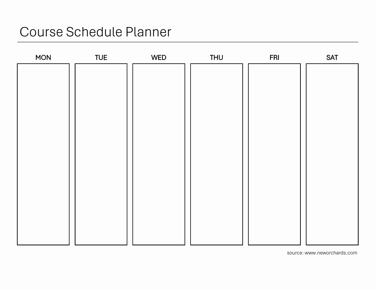 Course Schedule Planner Printable in Excel