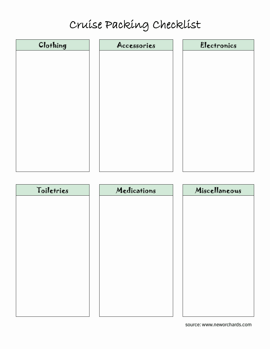 Free Cruise Packing Checklist Customizable in PDF