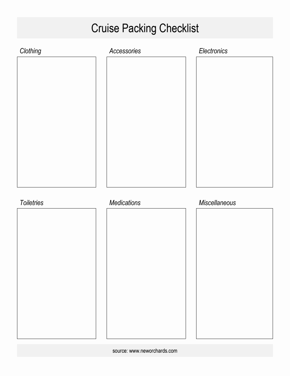 Free Cruise Packing Checklist Printable in PDF