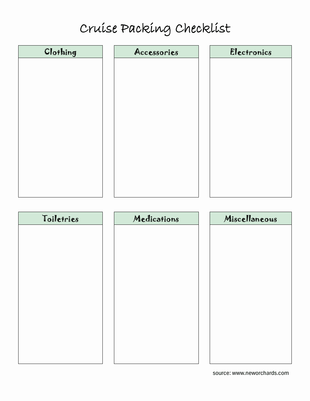 Free Cruise Packing Checklist Customizable in Word