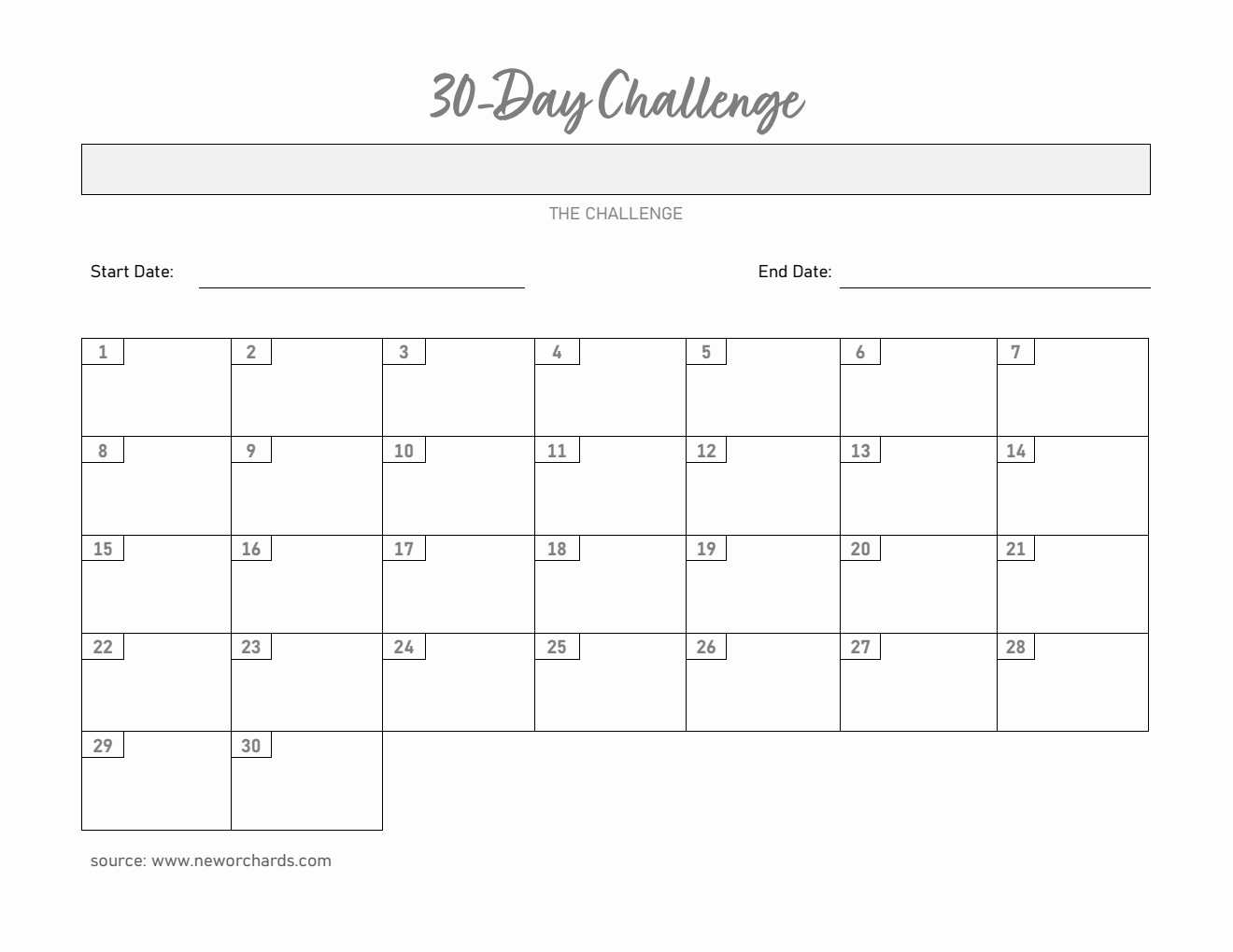 PDF 30-Day Challenge Template (With Pre-Filled Days)