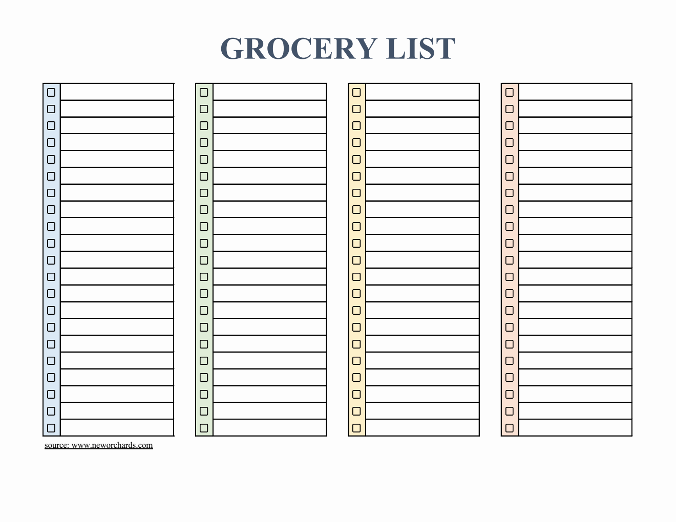 Customizable Grocery List Template | Free Download in Excel