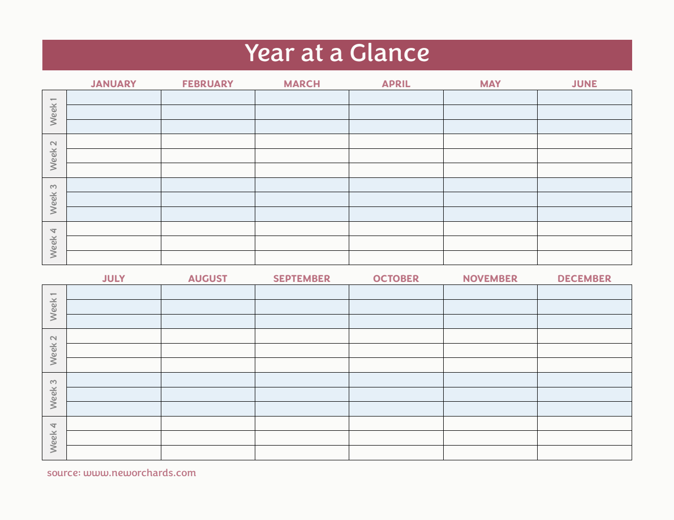 Year-at-a-Glance Template | 100% Customizable in Word