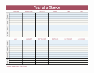 Year-at-a-Glance Template | 100% Customizable in Word