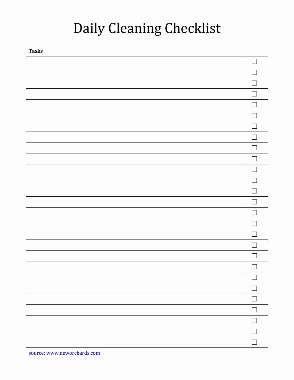  Daily Cleaning Checklist in PDF
