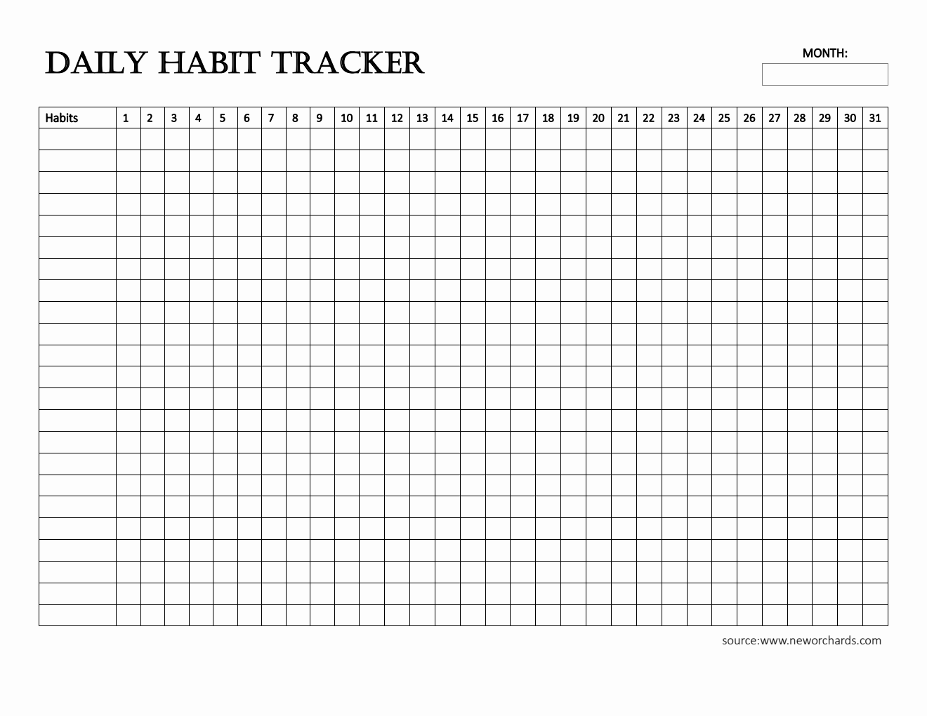 Printable Daily Habit Tracker for Everyday Use (PDF)