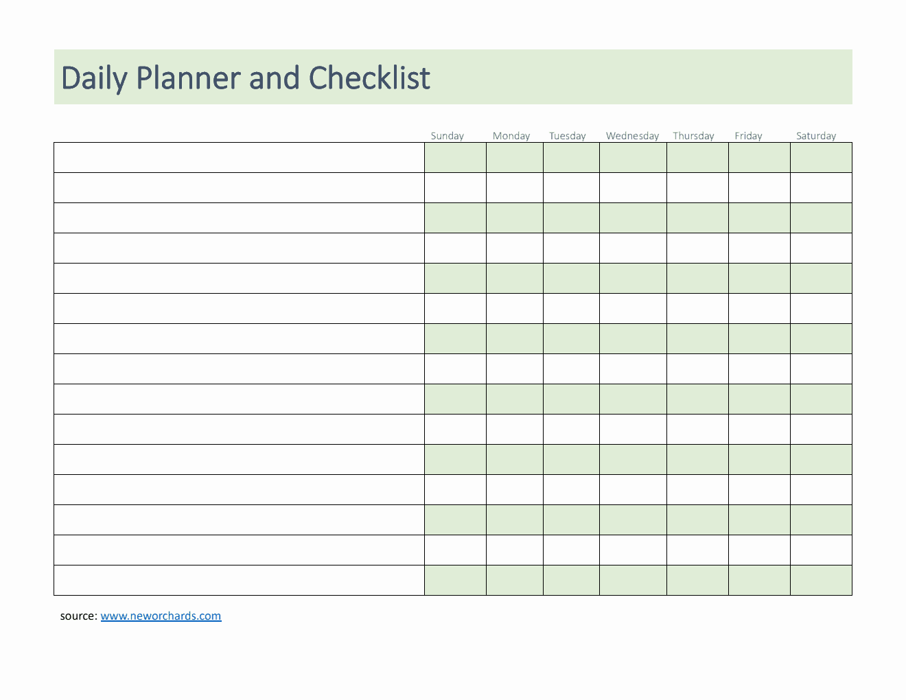 Free Daily Planner and Checklist Template in PDF  (Downloadable)