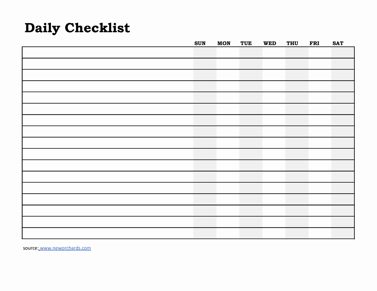Free Daily Planner and Checklist Template in Excel  (Simple)