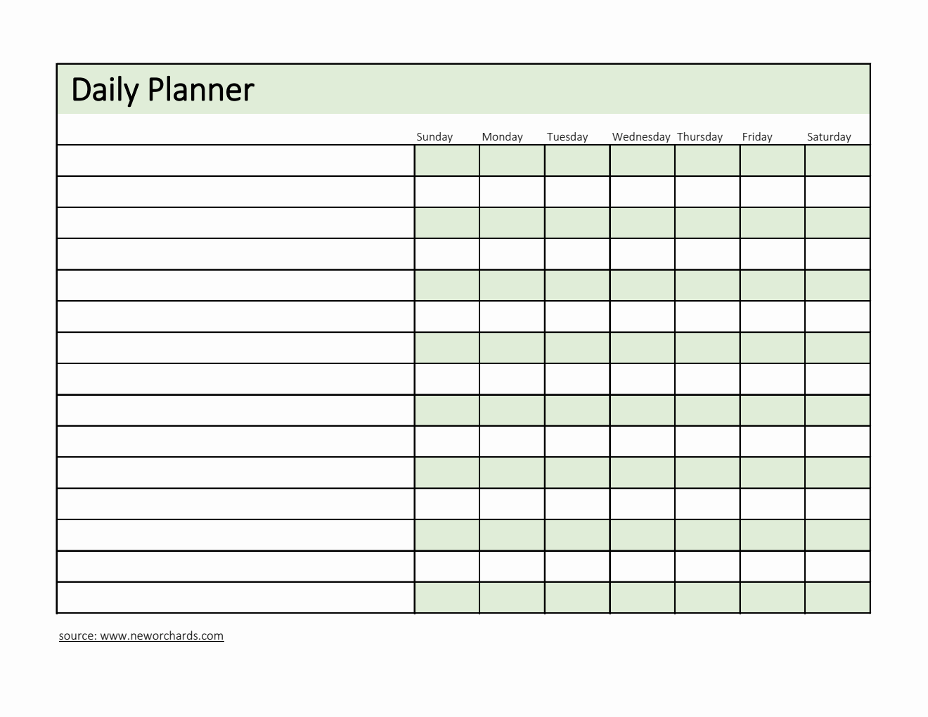 Free Daily Planner and Checklist Template in Excel  (Downloadable)