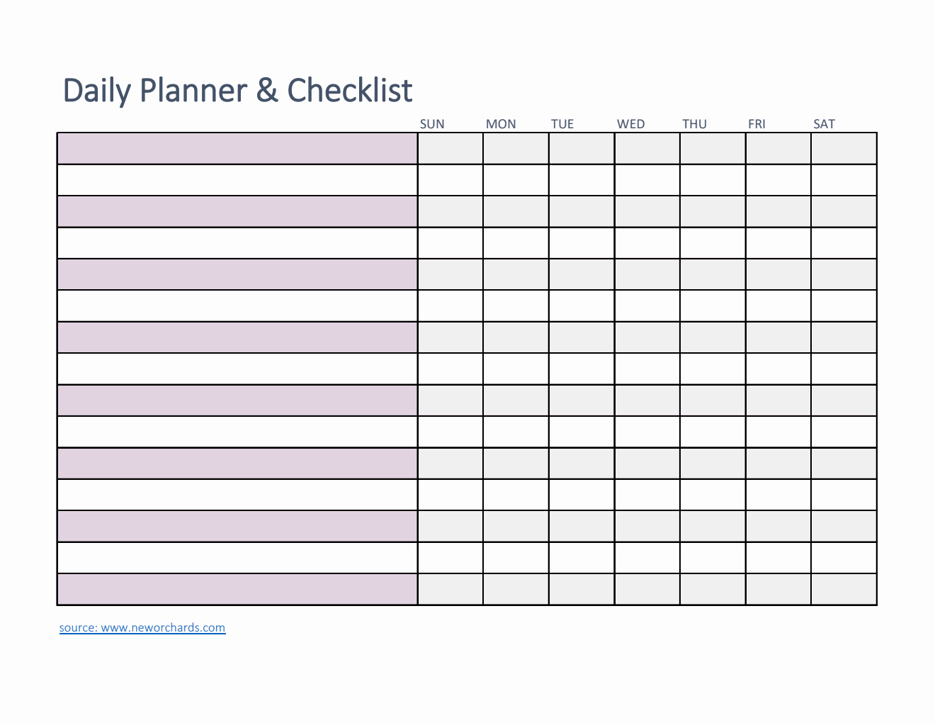 Free Daily Planner and Checklist Template in Excel  (Basic)