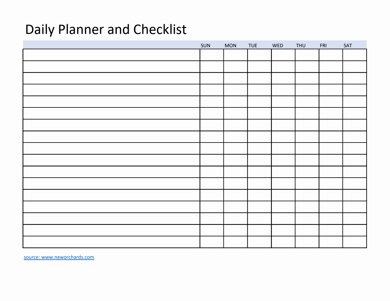 Free Daily Planner and Checklist Template in Excel  (Customizable)
