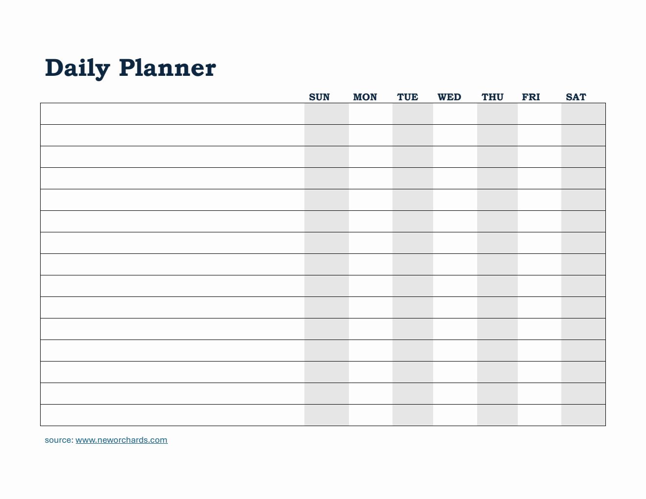 Free Daily Planner and Checklist Template in PDF  (Simple)