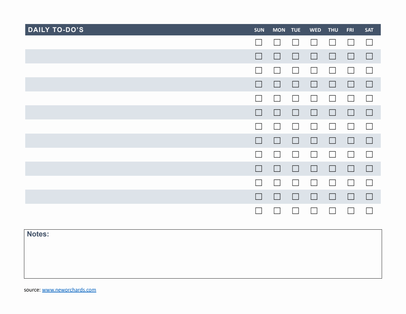 Free Blank Daily To-Do List Template in Word