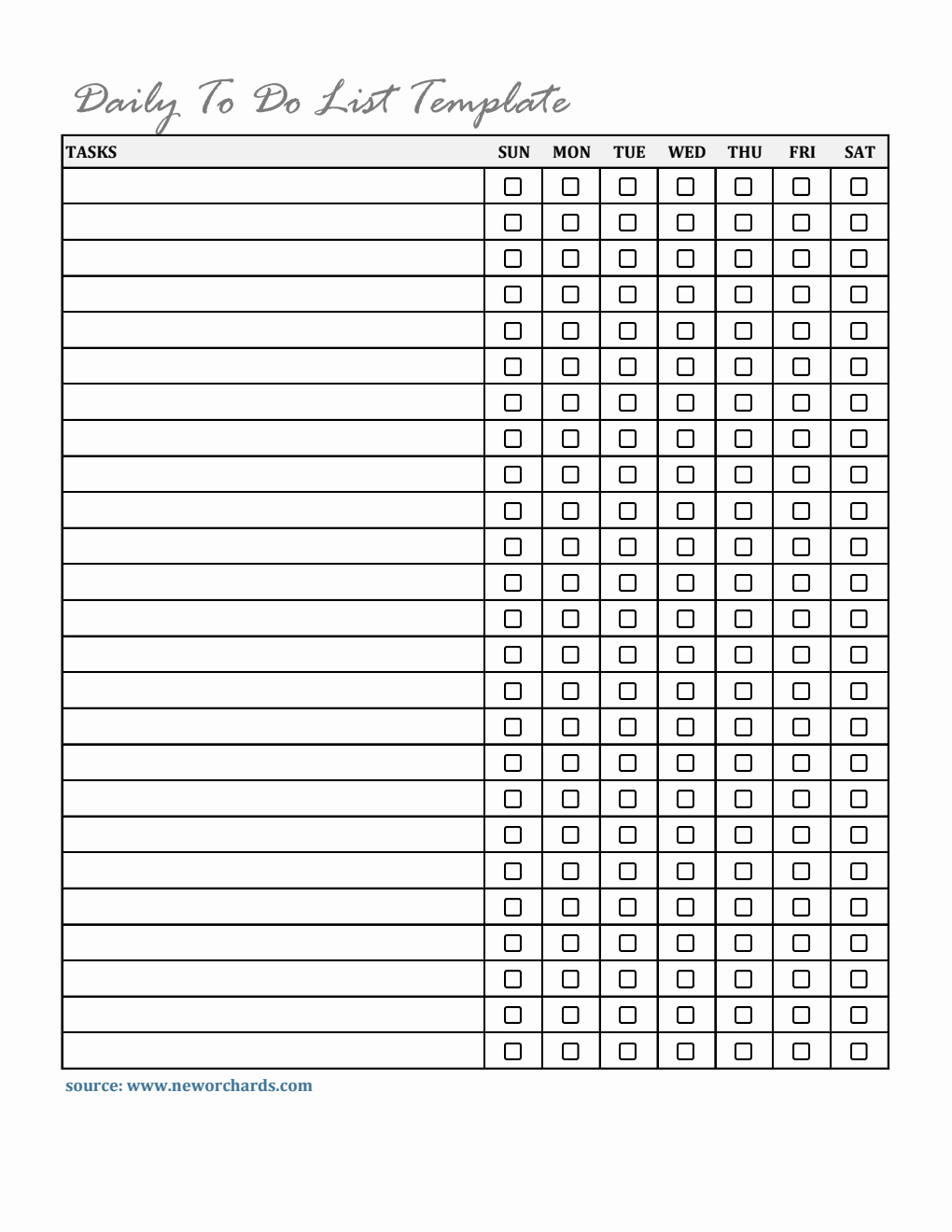 Free Printable Daily To-Do List Template in Excel