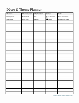 Free Printable Decor & Theme Planner Template (Word)